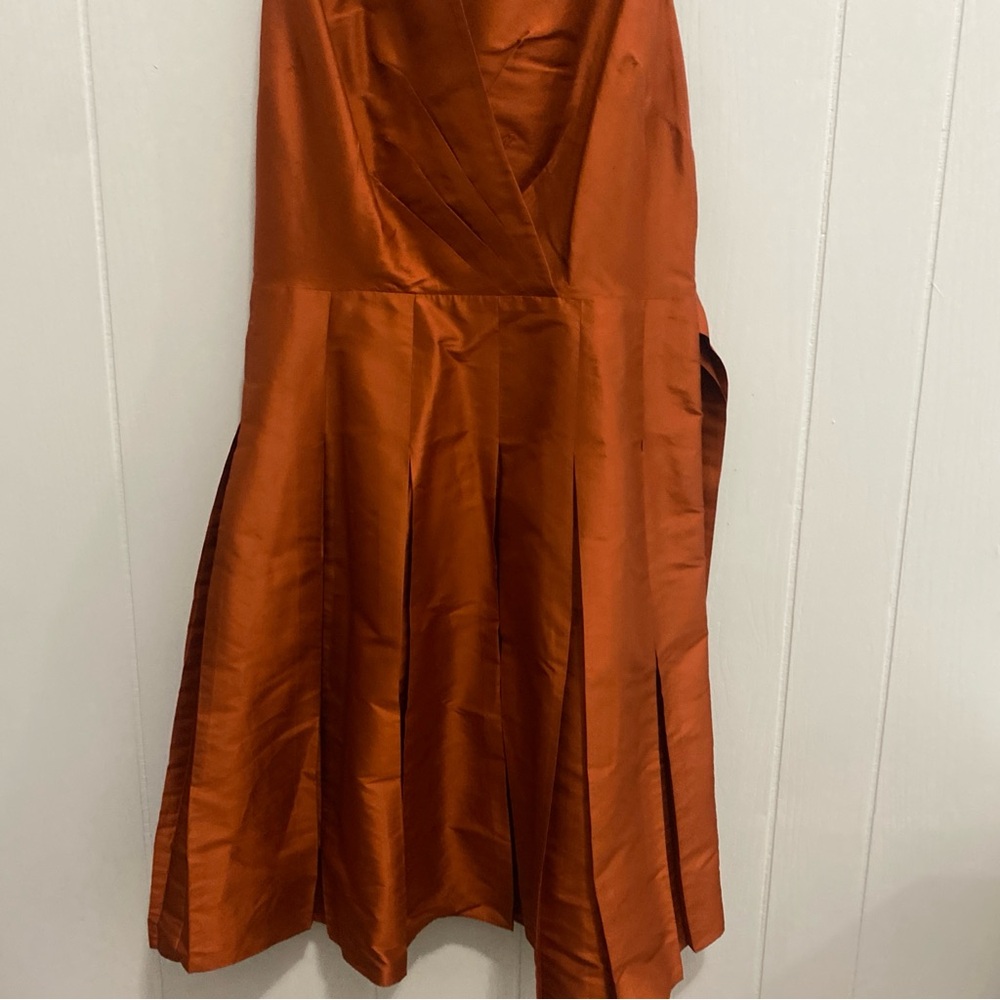 Anne Klein Orange Dress Sleeveless Belted 100% Silk Size 14 - Picture 4 of 10
